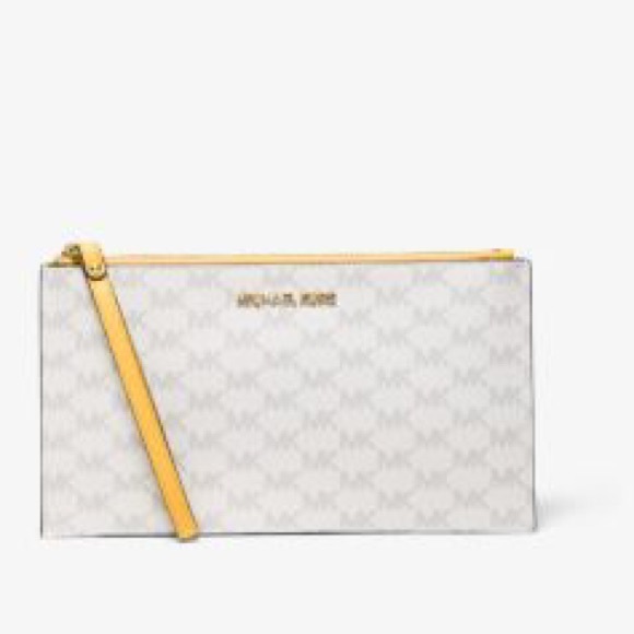Michael Kors Handbags - Michael Kors Jet Set Logo Canvas clutch Wristlet
